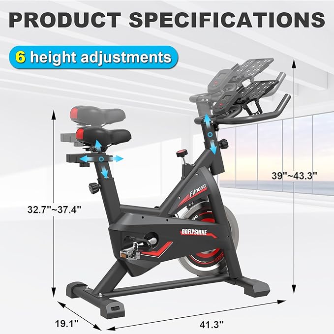 Exercise Bikes Stationary,Exercise Bike for Home Indoor Cycling Bike for Home Cardio Gym,Workout Bike with Ipad Mount & LCD Monitor,Silent Belt Drive-StrideForce Fitness