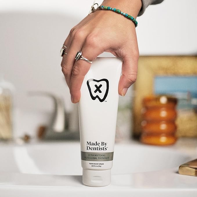 Made by Dentists Professional Ultra Whitening Toothpaste - 2 Pack - Sensitive Teeth Whitening Toothpaste with Sodium Fluoride & Hydrogen Peroxide, ADA Approved, Vegan, 2 x 4.2oz