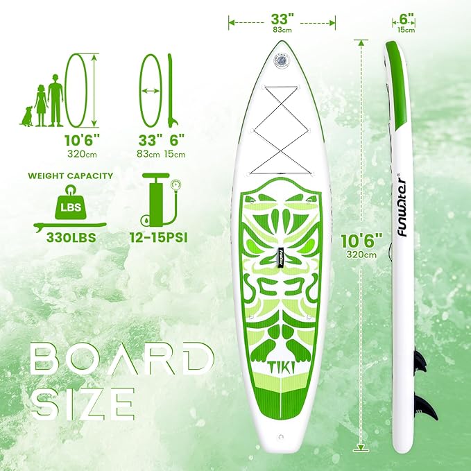 FunWater Inflatable Ultra-Light Stand Up Paddle Board for All Skill Levels with Premium SUP Paddleboard Accessories,Non-Slip Comfort Deck for Youth & Adults-StrideForce Fitness