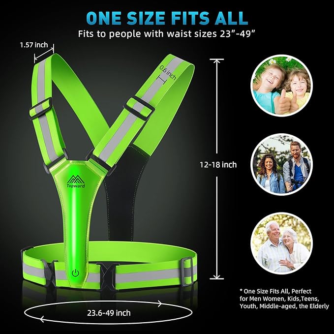 LED Reflective Vest Safety Gear, Light Up Vest for Night Walking Cycling, High Visibility Running Vest with Reflective Strips-StrideForce Fitness