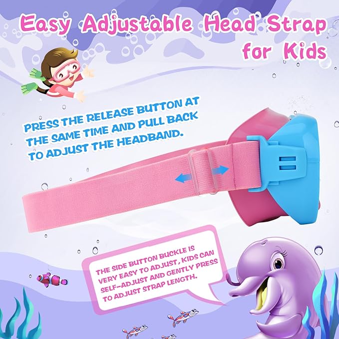 Kids Swim Goggles with Nose Cover, Anti-Leak Swim Mask with Elastic Fabric Strap, UV Protection Swimming Goggles for Kids-StrideForce Fitness