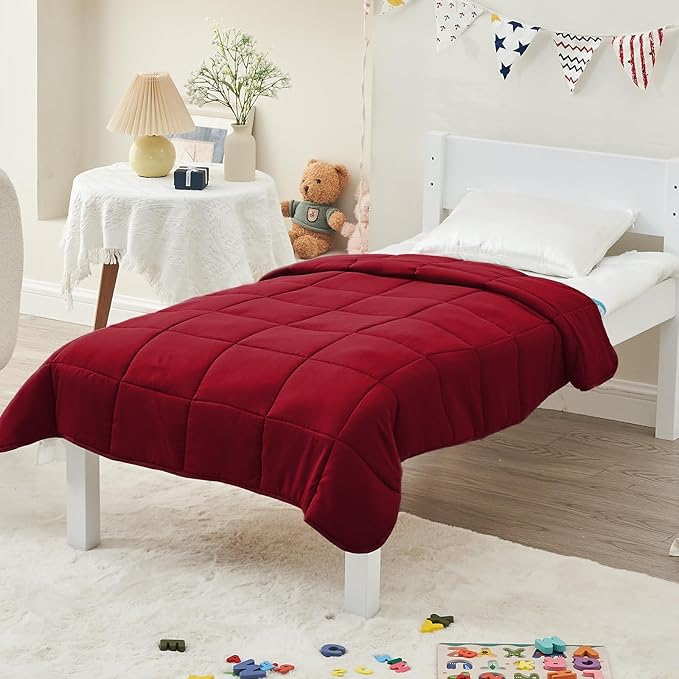 yescool Weighted Blanket (10 lbs, 41" x 60", Red) Cooling Heavy Blanket for Sleeping Perfect for 90-110 lbs, Breathable Blanket with Premium Glass Bead, Machine Washable-StrideForce Fitness