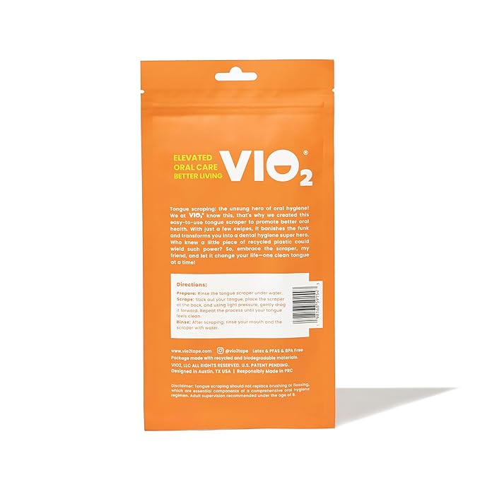 VIO2 Tongue Scraper - Pack of 3 REUSABLE - BPA Free, PFAS Free, Latex Free, KID FRIENDLY