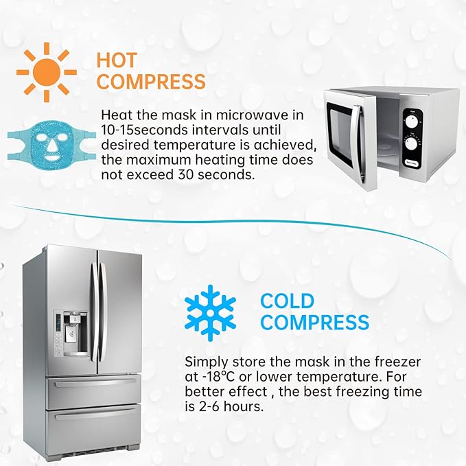 ZNÖCUETÖD Cold Face Eye Mask Ice Pack Reduce Facial Puff, Dark Circles, Gel Hot Heat Cold Compress Pack, Face SPA for Woman Sleeping, Pressure, Headaches, Skin Care, Post Laser Cosmetic Care[Blue]