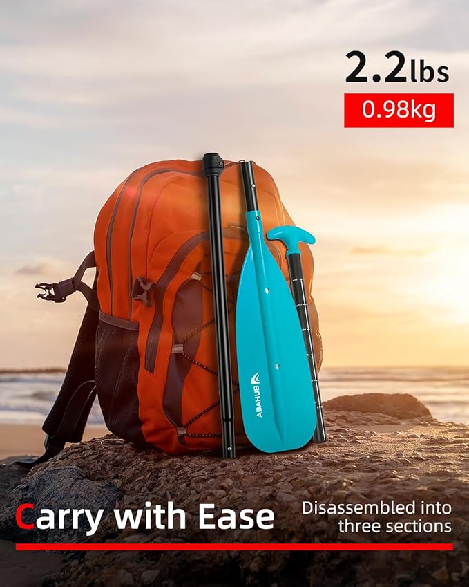 Abahub Adjustable Canoe Paddle Aluminum Shaft, 4'3''-5'3''/130cm-160cm, Floatable Oar for Canoeing Boating Kayaking-StrideForce Fitness