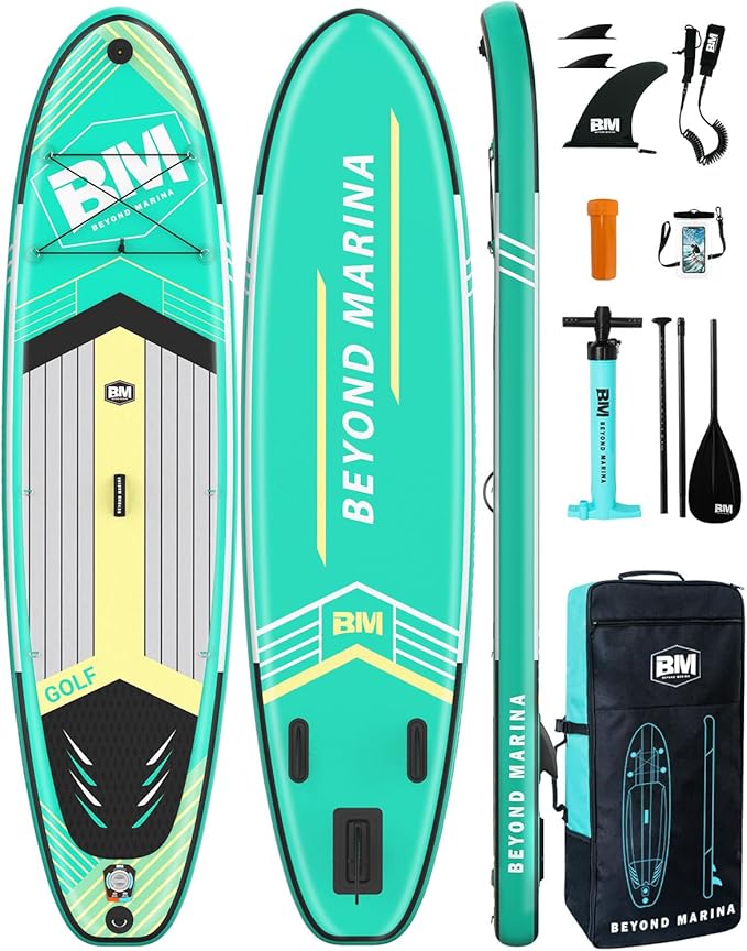 BM Paddle Board Inflatable Stand Up Paddle Board, SUP Paddleboard for Adult, Premium Accessories | Non-Slip EVA Deck & Foam Handles, Camera Mount, Double Action Pump, 85L Travel Backpack-StrideForce Fitness