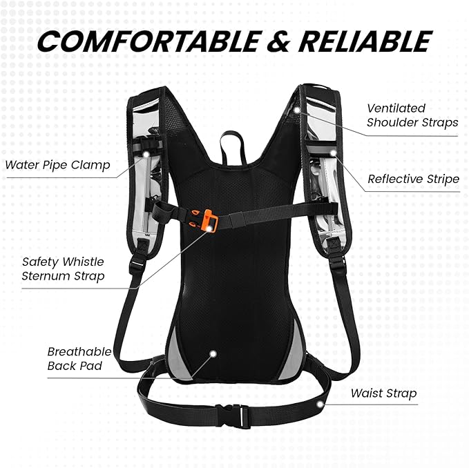Nepest Hydration Pack Backpack for Women & Men, Lightweight Water Backpack with 2L Water Bladder for Hiking Cycling Running Biking-StrideForce Fitness