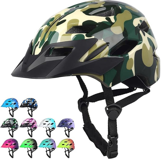 Kids Bike Helmet,Bavilk Kids Boys Girls Bike Helmets with LED Light Detachable Visor Children Youth Teen Multi-Sport for Skating Cycling Scooter Skateboard Adjustable & Lightweight 19.7"-22.4"-StrideForce Fitness