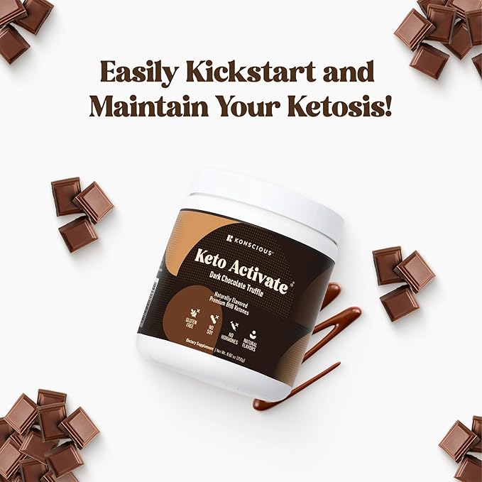 Dark Chocolate Truffle Exogenous Ketones Drink 2 Pack: Pure Keto Shake Powder with Chocolate Ketones | Jumpstart Ketosis & Boost Energy with Natural Ketones Supplements by Konscious Keto-StrideForce Fitness