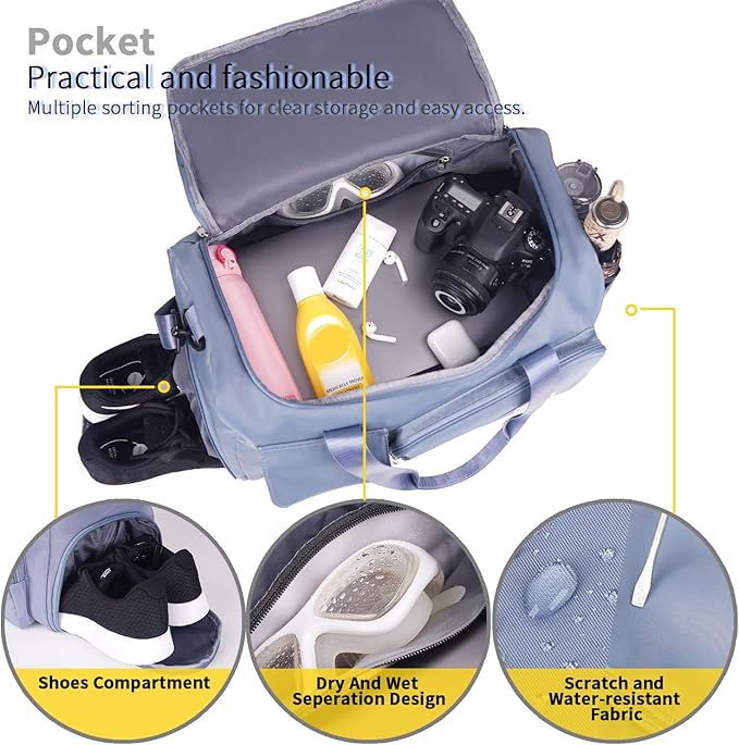 FIORETTO Women's Gym Duffle Bag with Shoes Compartment, 37L Capacity, Ideal for Travel, Gym, Sports, Duffel, Weekender-StrideForce Fitness