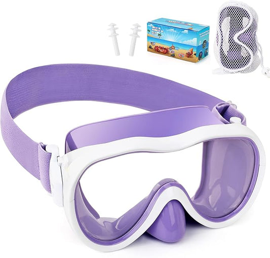 Kids Swim Goggles with Nose Cover, Anti-Leak Swim Mask with Elastic Fabric Strap, UV Protection Swimming Goggles for Kids-StrideForce Fitness