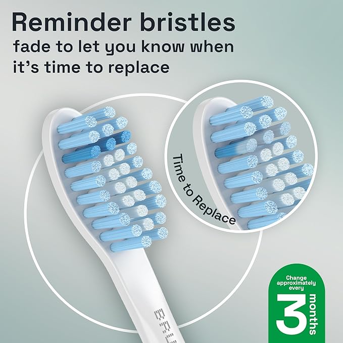 Brushmo e-Series Sensitive Replacement Toothbrush Heads, Compatible with Philips Sonicare Screw-on Electric Toothbrush Handles, 6 Standard Replacement Heads, Ultra Soft Dupont Bristles, BM756, White