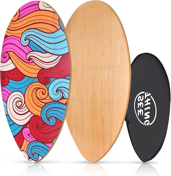 seething 35 Inch Skimboard with High Gloss Coat Wood Skim Board for Beginners,Kids, Teenagers, Adults and All Skimming-StrideForce Fitness