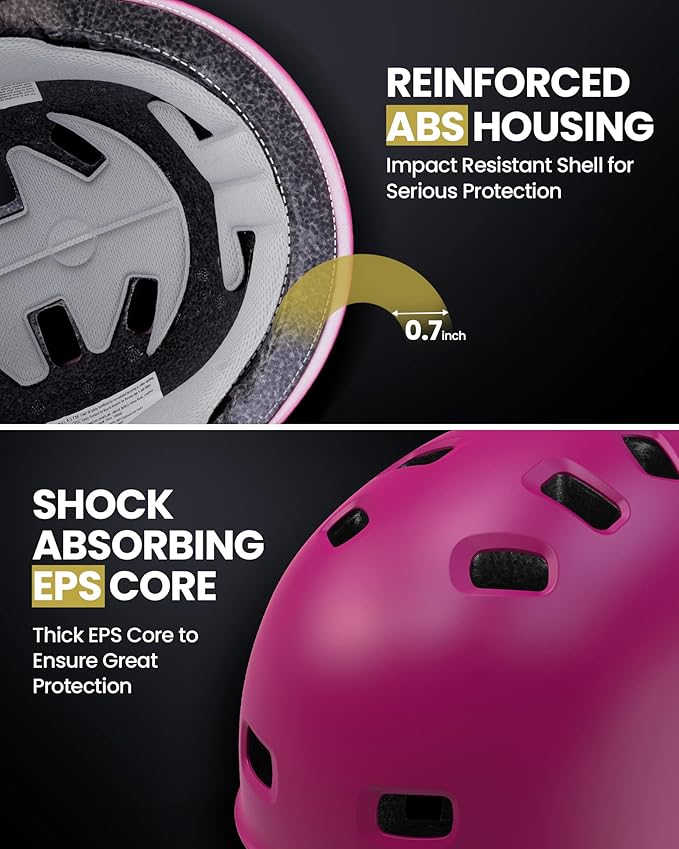 OutdoorMaster Skateboard Cycling Helmet - Two Removable Liners Ventilation Multi-Sport Scooter Roller Skate Inline Skating Rollerblading for Kids, Youth & Adults-StrideForce Fitness