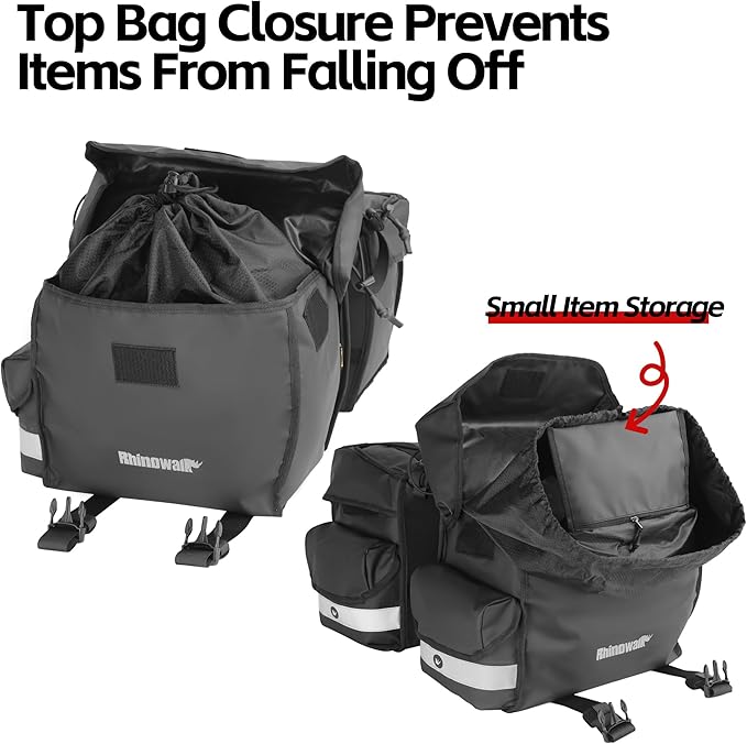 Rhinowalk Bike Pannier Bag for Bicycle Rear Rack Bag 22/40/50L Cycling Saddle Bag Luggage Storage Bag for Long Distance with Rain Cover-StrideForce Fitness