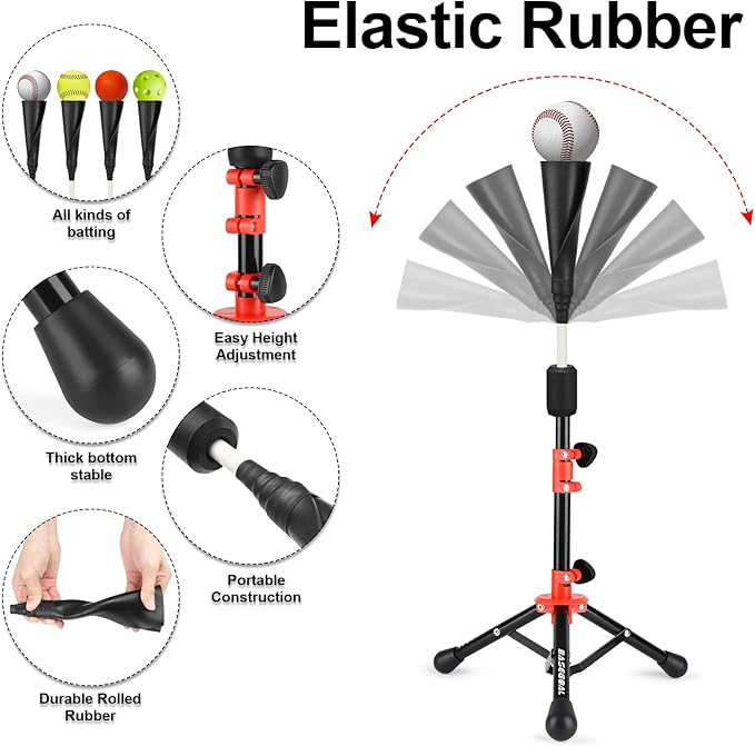 Baseball Tee for Kids,Youth Stand Set,Teeball Set,Youth Baseball,Softball Batting Tee Set,Easy Adjustable Height-StrideForce Fitness