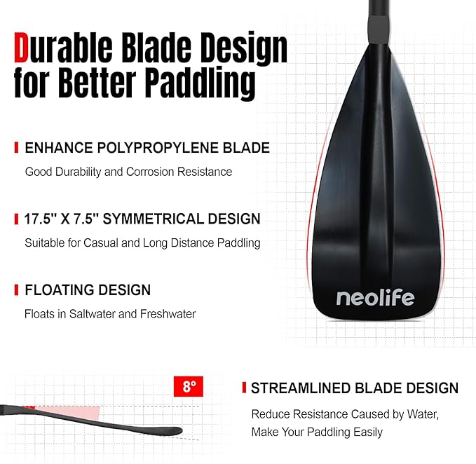 SUP Paddleboard Paddle with Aluminum Shaft and Nylon Blade, Lightweight Stand Up Paddle Board Oars, Adjustable170-210 cm/68-84 inch-StrideForce Fitness