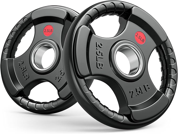 GIKPAL 2-inch Rubber Olympic Grip Weight Plates for Strength Training, Weightlifting in Home & Gym, Barbell Weights Plates Set (2.5/5/10/25/35/45 LB)-StrideForce Fitness
