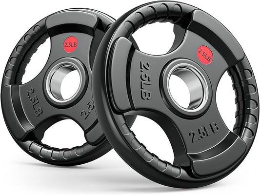 GIKPAL 2-inch Rubber Olympic Grip Weight Plates for Strength Training, Weightlifting in Home & Gym, Barbell Weights Plates Set (2.5/5/10/25/35/45 LB)-StrideForce Fitness
