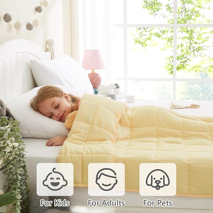 L'AGRATY Weighted Blanket - 40"x60" 7lbs Cooling Breathable Weighted Heavy Blanket Microfiber Material with Glass Beads Small Blanket for All-Season Summer Fall Winter Soft Thick Blanket-StrideForce Fitness