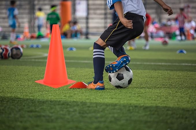 12 Inch Traffic Training Cones, Plastic Safety Parking Cones, Agility Field Marker Cones for Soccer Basketball Football Drills Training, Outdoor Sport Activity & Festive Events - 6 Colors-StrideForce Fitness