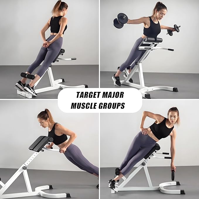 Roman Chair Back Extender - Angle & Height Dual Adjustable Hyperextension Bench for Home Gym - Adjustable Back Exercise Machine-StrideForce Fitness