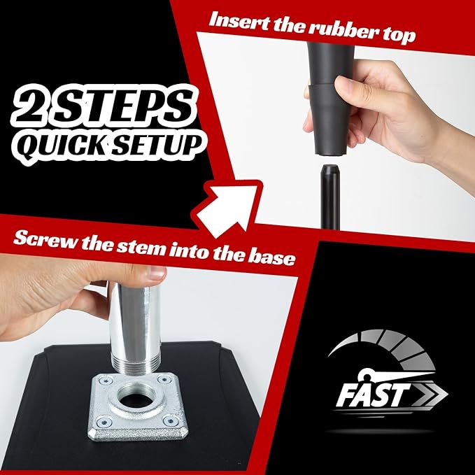 Portable Batting Tee for Baseball/Softball, Height Adjustable 24-46 inches Softball Tee for Kids and Adults,Baseball Tee with Rubber Top,Metal Base,Easy Transport and Assemble Hitting Tee-StrideForce Fitness