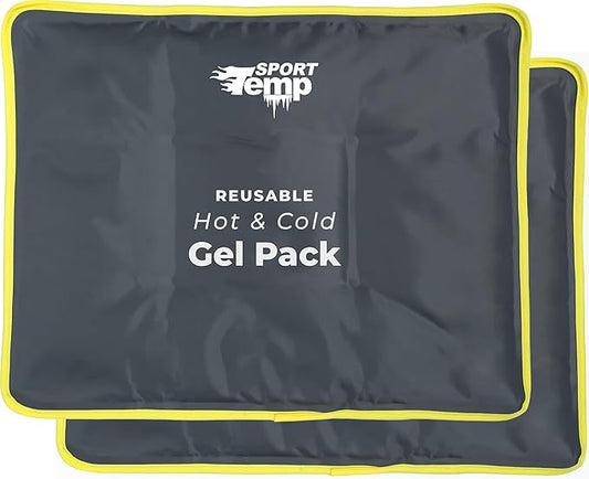 Hot & Cold Reusable Gel Packs (Large, 2 Pack) Flexible Soft Compress - Ice & Heat Therapy for Injuries, Back, Shoulder, Hip, Knee, Joint Pain, Swelling, Bruises, Post Surgery - Sport Temp-StrideForce Fitness