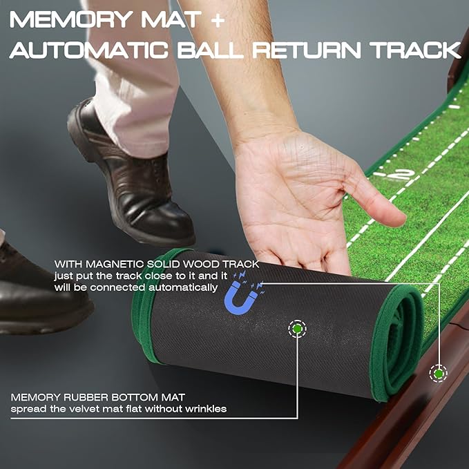 Putting Green Putting matt for Indoors Golf Putting Mat - Indoor Putting with Ball. Putting matt for Golf Practice, Portable and Easy to Clean. Great Gift-StrideForce Fitness
