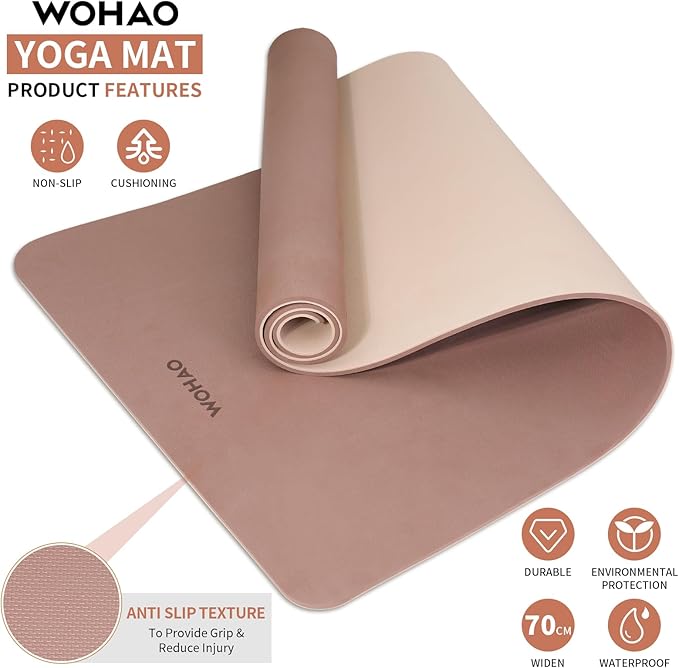 Extra Thick 8mm Yoga Mat, 72"x28" Non Slip Exercise Mat, Reversible 2-Sided Dual Color Premium POE Material, with Carrying Strap for Yoga, Pilates, Home Gym-StrideForce Fitness