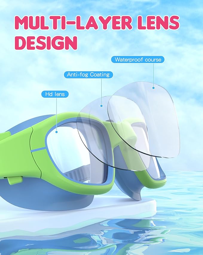 Kids Swim Goggles,Swimming Goggles for Kids 6-14, Anti-Fog UV Protection Pool Glasses for Boys Girls-StrideForce Fitness