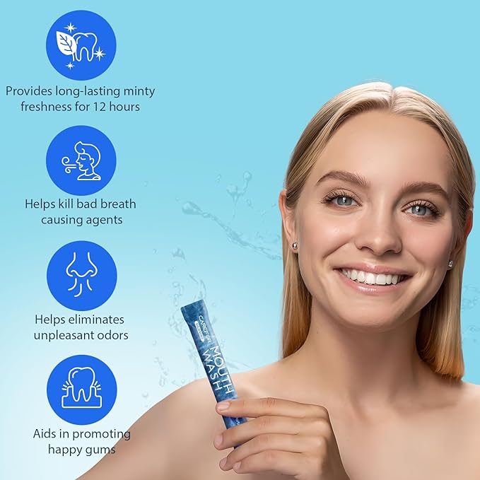 Mouthwash Travel Size, Portable Fresh Breath Mouthwash, Alcohol-Free, ICY Mint Flavor, Mini Pack – Go for On-The-Go Freshness, Bulk Packets 0.41 Fl Oz(Pack of 20)