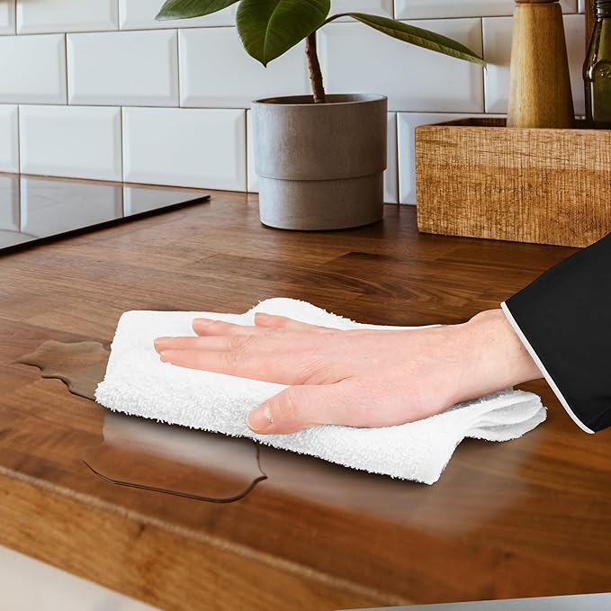 Avalon Towels Terry Bar Mop Towels (Value Pack of 36) Size 14"x17" – Absorbent and Durable, Multipurpose Cleaning Rags, Cotton Cleaning Cloths, Terry Cloth Rags, Reusable Shop Rag (White)-StrideForce Fitness