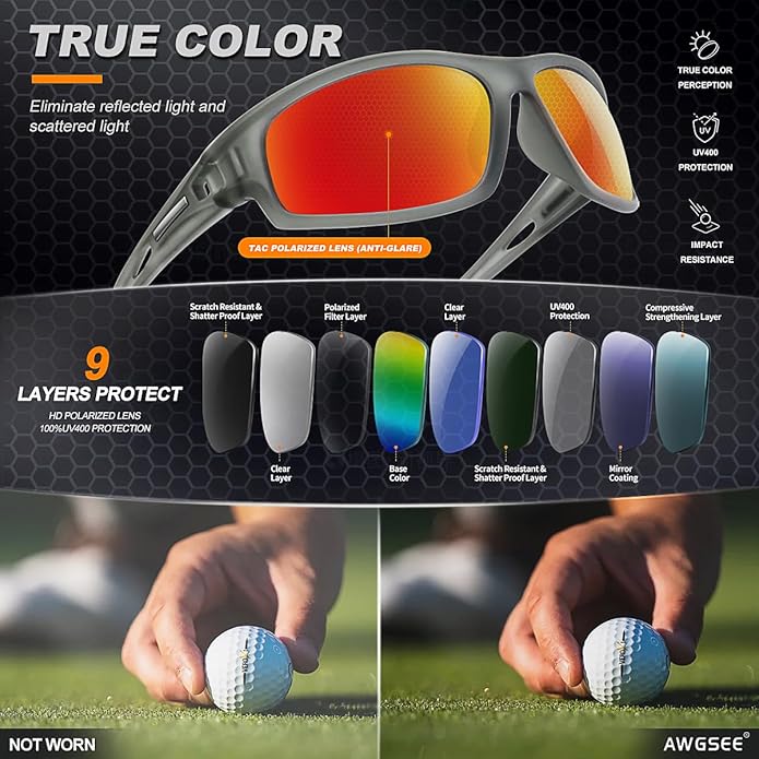 Polarized Sports Sunglasses for Men 100% UV Protection Wrap Around Unbreakable Sun Glasses for Fishing Driving-StrideForce Fitness