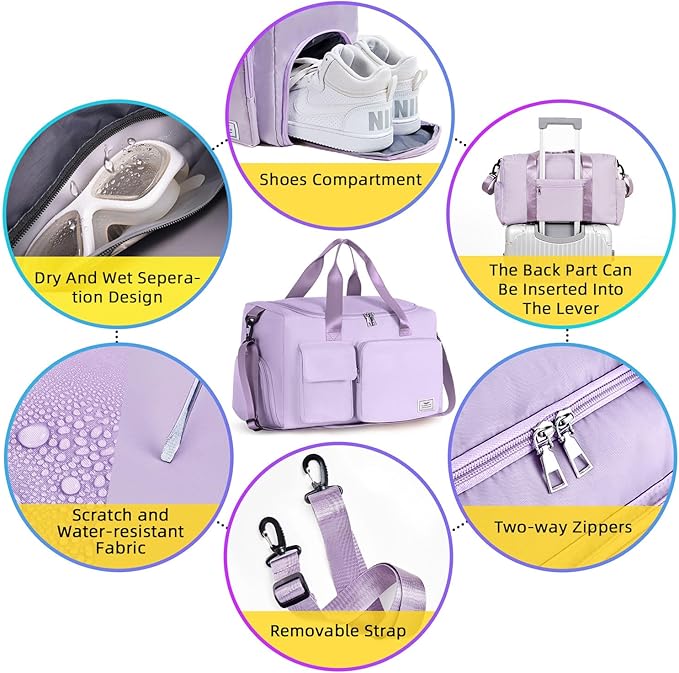 FIORETTO Women's Gym Duffle Bag with Shoes Compartment, 37L Capacity, Ideal for Travel, Gym, Sports, Duffel, Weekender-StrideForce Fitness