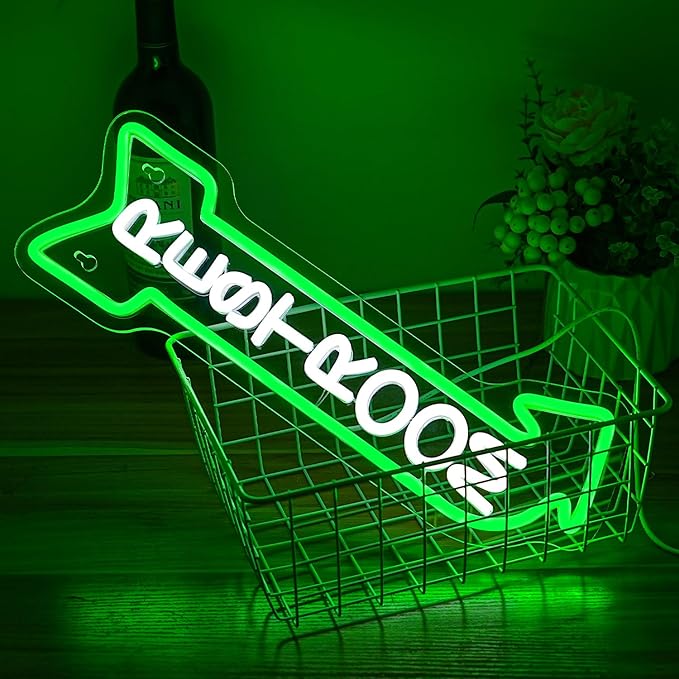 Restroom Neon Sign for Wall Decor Toilet Neon Light Arrow Led Neon Signs White Green LED Neon Lights Bathroom Led Sign for Restroom Hotel Bar(Right Arrow)-StrideForce Fitness