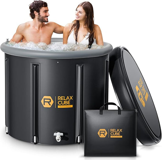 Ice Bath Tub for Athletes, 116 Gal XL Cold Plunge Tub for Recovery and Cold Water Therapy, Portable Multiple Layered Ice Pod Barrel for Outdoor, Inflatable Icebath Tub at Home-StrideForce Fitness