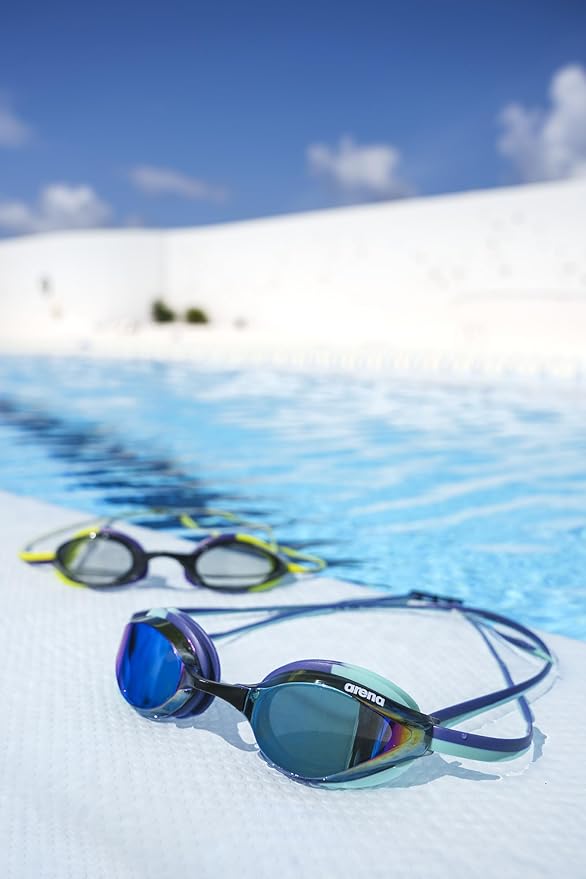 ARENA Unisex Python Racing Swim Goggles for Men and Women Anti-Fog No Leak Max Comfort Dual Strap, Mirror/Non-Mirror Lens-StrideForce Fitness