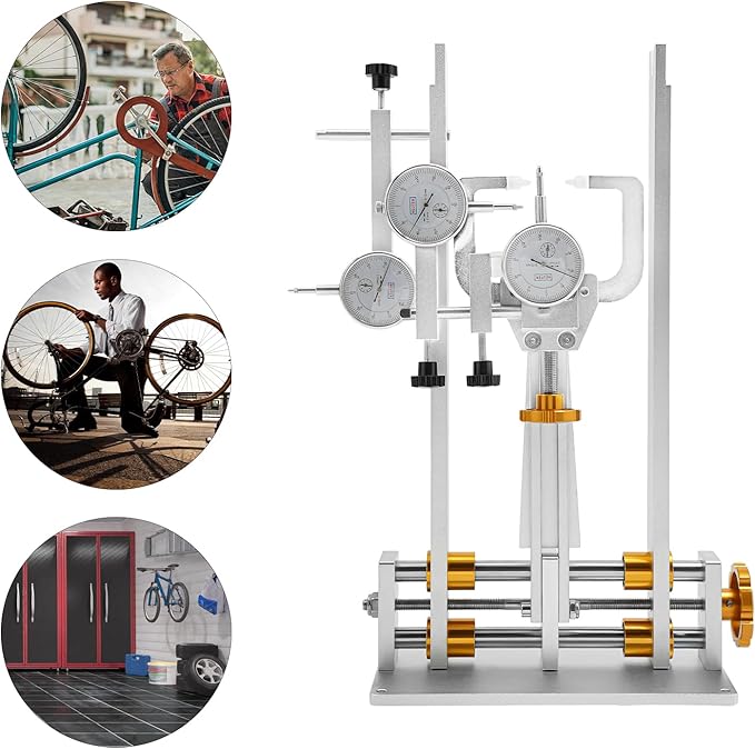 Bicycle Wheel Truing Stand ,Bicycle Wheel Repair Tool Kit Heavy-Duty Adjustable Repair Bracket w/3 Precision Gauges, Foldable Design, Universal 10-29" Wheelset Compatibility for Bike Shops & Home-StrideForce Fitness