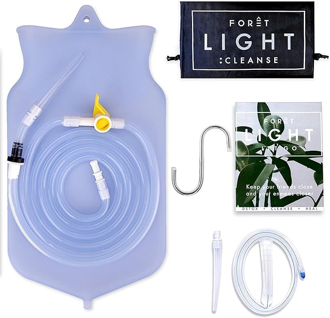 Foret Premium Enema Kit Non-Toxic Silicone Tip, Bag & Eco Detox Gift | Most Comfortable Colon Cleanse | Gerson Therapy Colonics Recommended | BPA & Phthalates Free |Clamp| Easy Instructions | Slim Tip-StrideForce Fitness