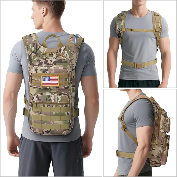 GENILU Tactical Hydration Backpack with 3L Water Bladder, Lightweight Molle Water Backpack Daypack for Men Women-StrideForce Fitness