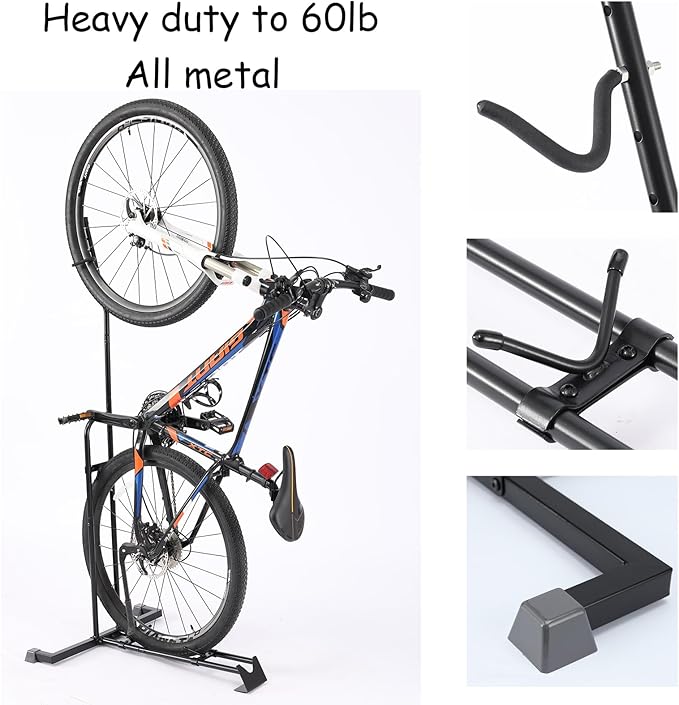 YueTong Vertical Bike Stand, 2 Bike Rack Garage, Upright and Horizontal, Indoor Bicycle Storage for Floor.-StrideForce Fitness
