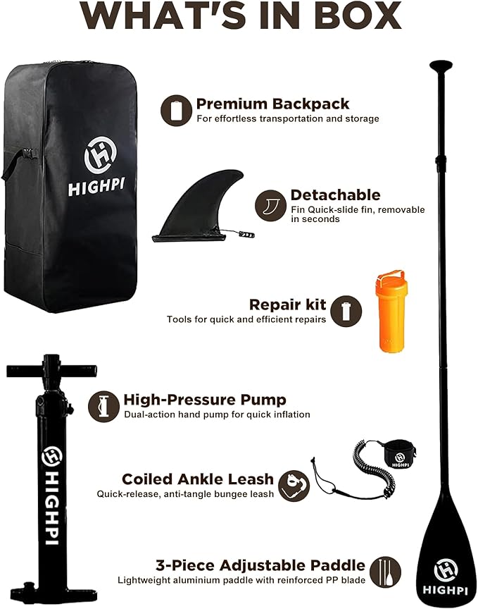 Highpi Inflatable Stand Up Paddle Board for Youth and Adults – Wide Sup with Premium Accessories, Blow Up Paddleboard for Surfing, Fishing, Yoga & More-StrideForce Fitness