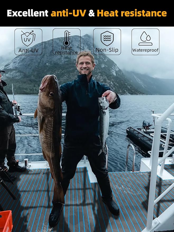 FOCEAN Boat Flooring EVA Foam Boat Decking Faux Teak Marine Flooring Boat Mat Boat Carpet Sheet for Motorboat RV Yacht Kayak Surfboard, 94.5"x 47.2"/35.4"/23.6"/15.7"-StrideForce Fitness