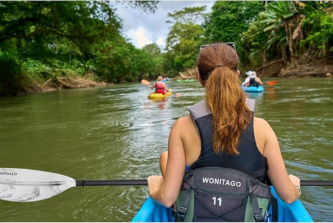 Kayak Paddle with Aluminum Shaft and Reinforced PP Blade, Floating Kayak Oar for Kayaking Canoeing and Boating, 220 cm/86 inches - 230 cm/90 inches-StrideForce Fitness