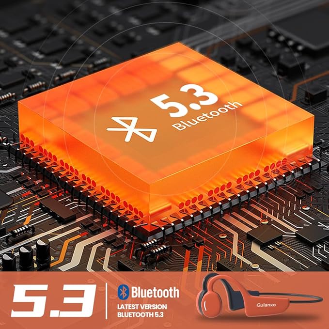 Open Ear Headphones, Open Wireless Earphones, 15HBluetooth Playback 5.3 Sports Earphones, Built-in Microphone, Suitable for Sports Running,Exercise (Black&Orange)-StrideForce Fitness