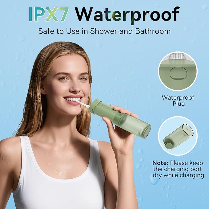 Mini Water Flosser for Teeth,Travel Dental Flosser Picks, Portable Oral Irrigator with Telescopic Water Tank, 5 Modes IPX7 Waterproof Tooth Flosser for Brace, Sensitive Teeth, with Storage Bag