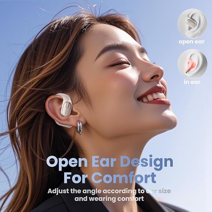 Open Ear Earbuds Wireless Bluetooth Headphones - 80Hrs Playtime Wireless Ear buds with 18.2mm Drivers Stereo Sound, Touch Control Earphones IPX7 Waterproof Bluetooth 5.4 for Running Fitness Workout-StrideForce Fitness