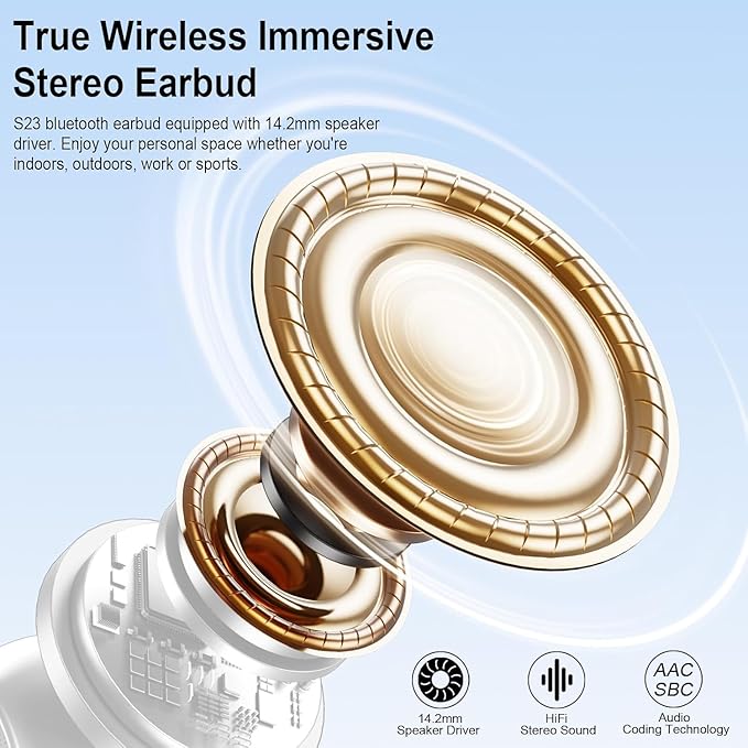 Wireless Earbuds, 2025 Bluetooth 5.3 Headphones HiFi Stereo Ear buds with ENC Noise Cancelling Mics, 40H Bluetooth Earbuds with Dual LED Display, IP7 Waterproof in Ear Earphones for Android iOS, White-StrideForce Fitness