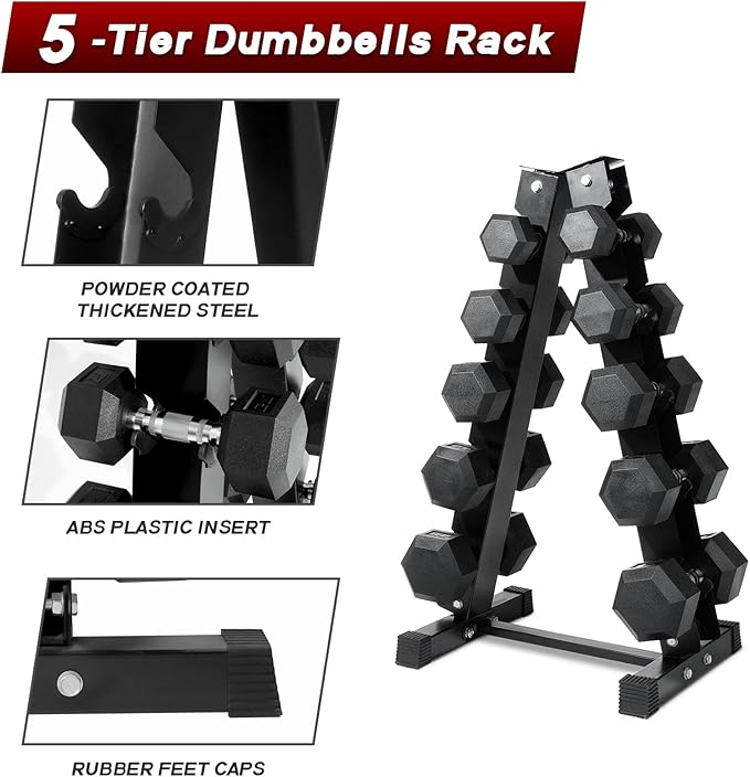 RitFit 5-650 LBS PVC Encased Hex Dumbbell Sets with Optional Rack for Home Gym, Hand weight with Chrome Handle for Strength Training, Workouts-StrideForce Fitness